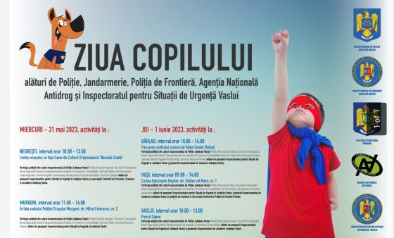 Invitație la activitățile desfășurate de Inspectoratul Județean de Politie Vaslui cu ocazia Zilei Copilului în orașul Negrești